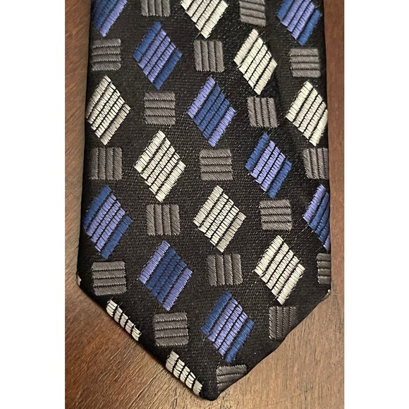 Burma Bibas Black Blue Gray Men’s Neck Tie Made In China - Picture 6 of 9